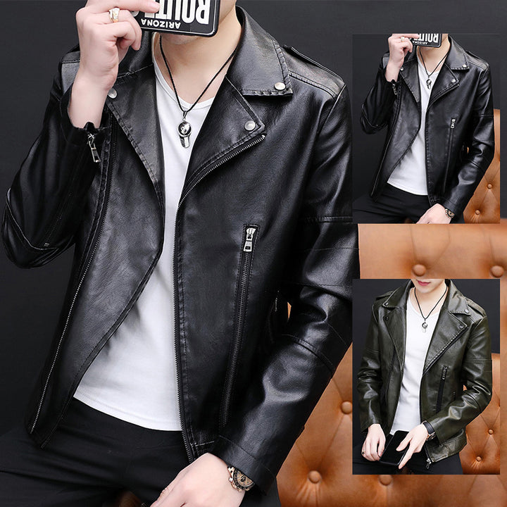 Men's stylish biker jacket made of high-quality synthetic leather Lisslune