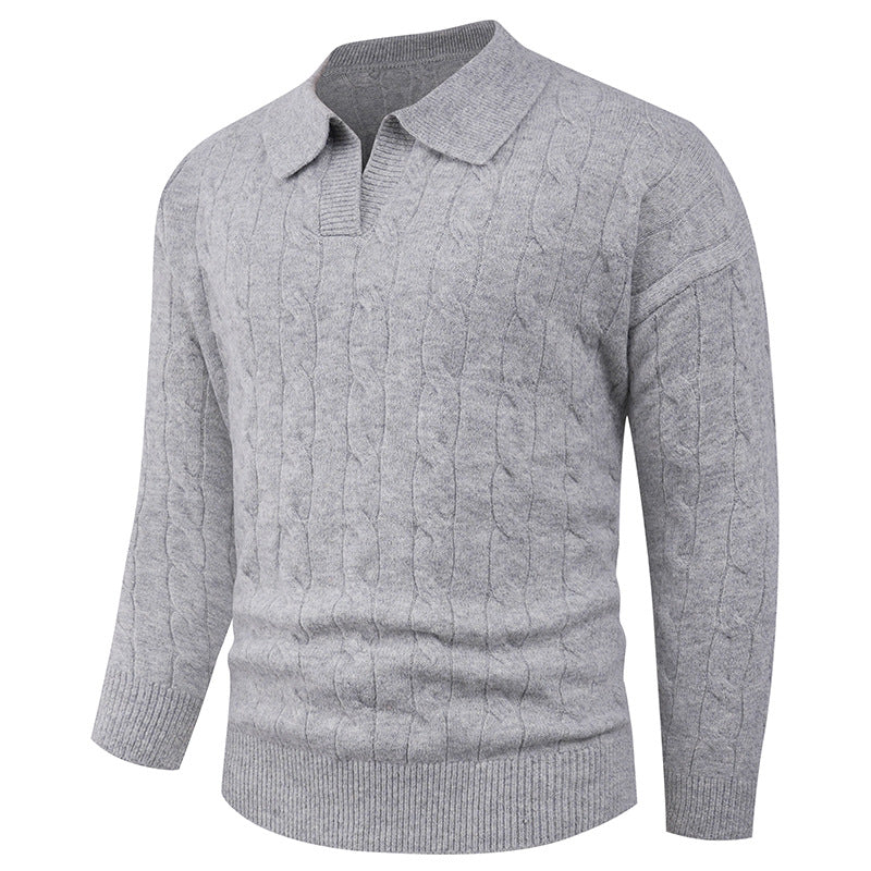 Men's sweater with modern cable pattern and polo collar Lisslune
