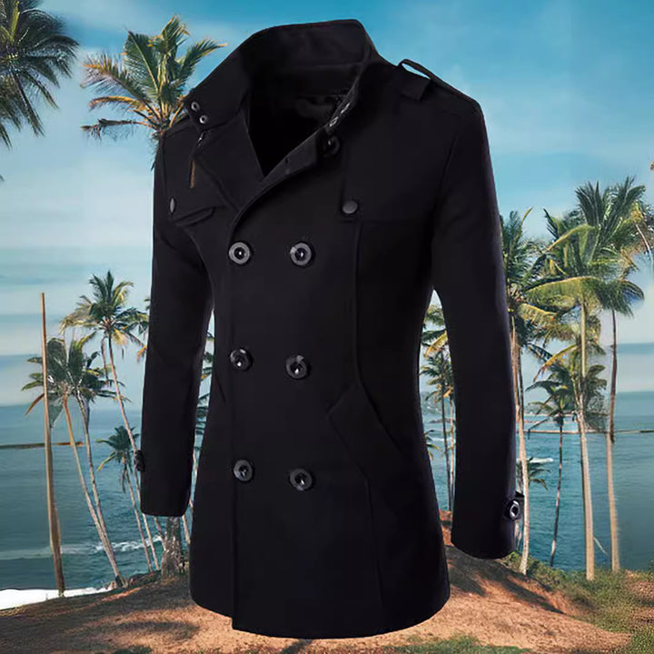 Men's elegant double-breasted coat with modern accents Lisslune