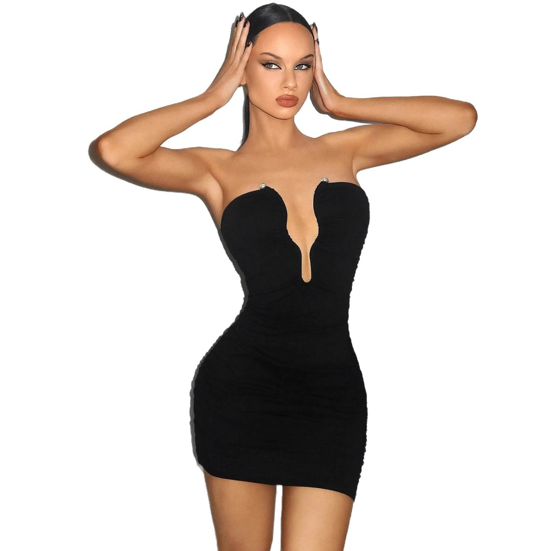 Damen Minikleid mit tiefem Ausschnitt und figurbetontem Silhouette Lisslune