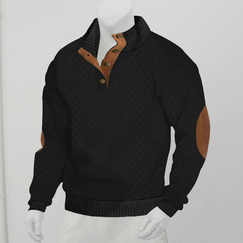 Men's sweatshirt with textured knit pattern and leather details Lisslune