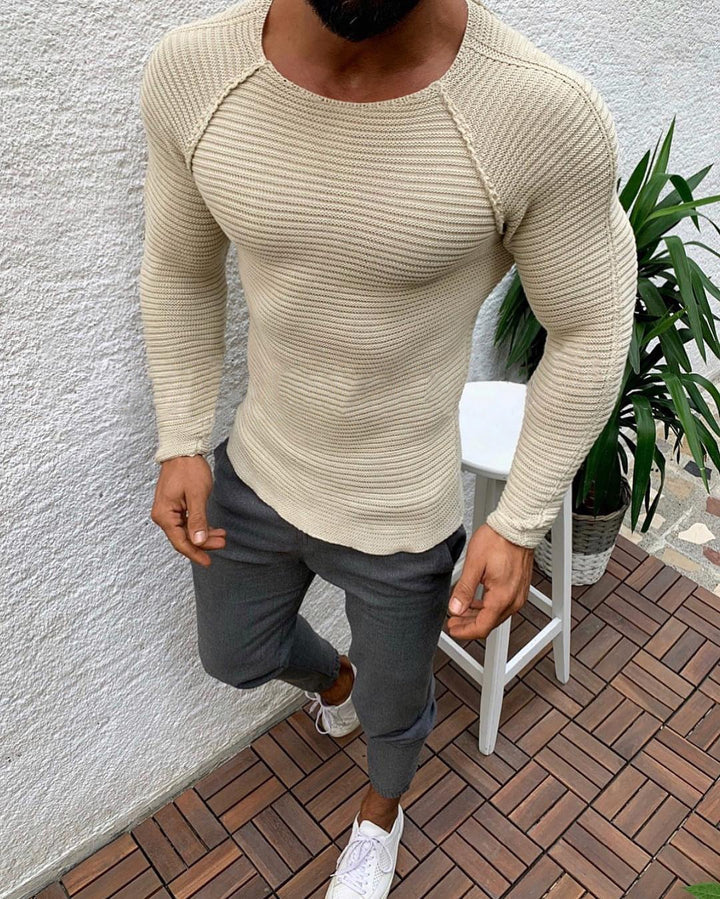 Men's close-fitting knit top with breathable texture and fashionable design Lisslune