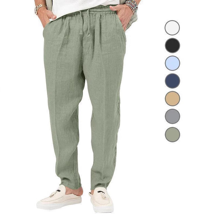 Men's Loose Linen Pants with Elastic Waistband Lisslune