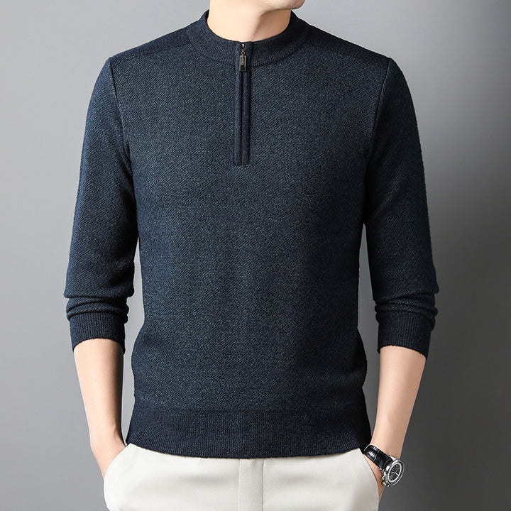 Men's sweater with half zipper and textured design Lisslune