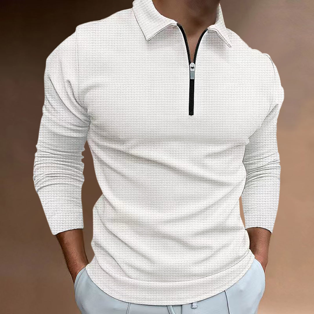 Men's structured long-sleeve shirt with zipper and stand-up collar Lisslune