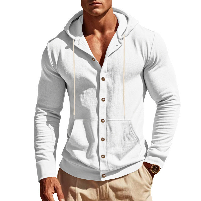Men's hoodie with button placket and practical pockets Lisslune