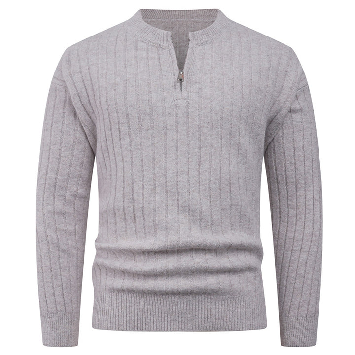 Men's knitted sweater with high collar and modern zipper Lisslune
