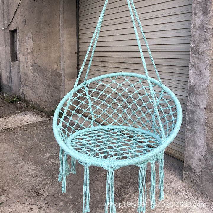 Rynx | small bedroom ideas INS Nordic Style Net Red hanging baskets Outdoor cotton rope hanging chair balcony cradle chair Indoor B &amp; B tassel swing