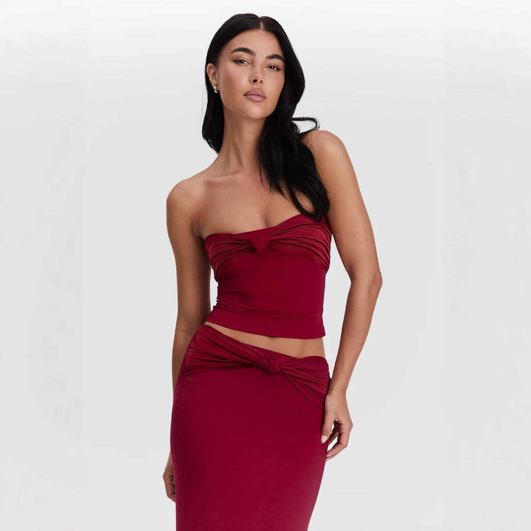 Damen Wickeloberteil mit Knotendetails und figurbetontem Design Lisslune