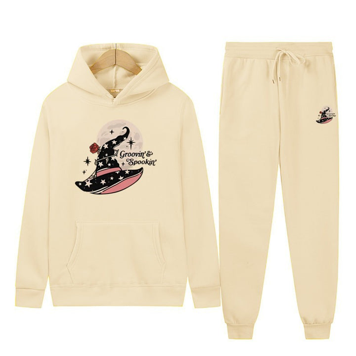 Women's Hooded Sweatshirt and Jogging Pants Set with Cool Halloween Design Lisslune