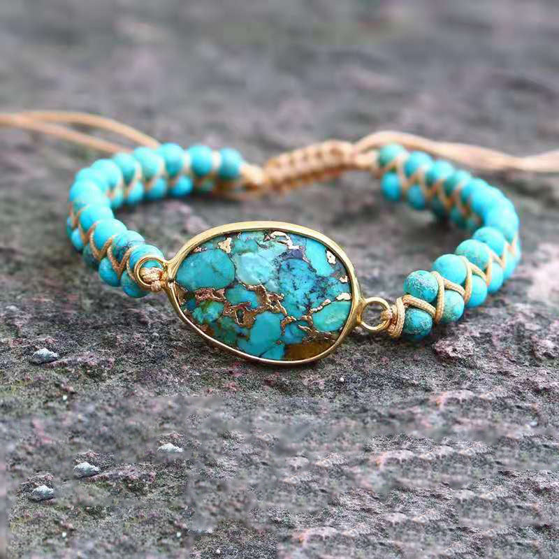 Lisslune | Ethnische Handgefertigte Damenarmband mit Türkisen Perlen