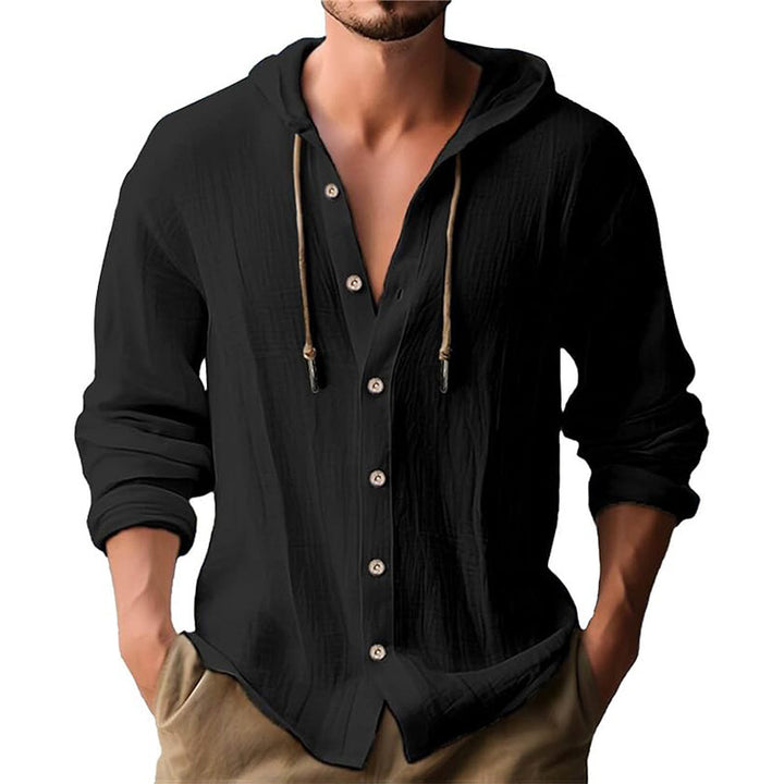 Men's Casual Hooded Shirt with Button Placket Lisslune