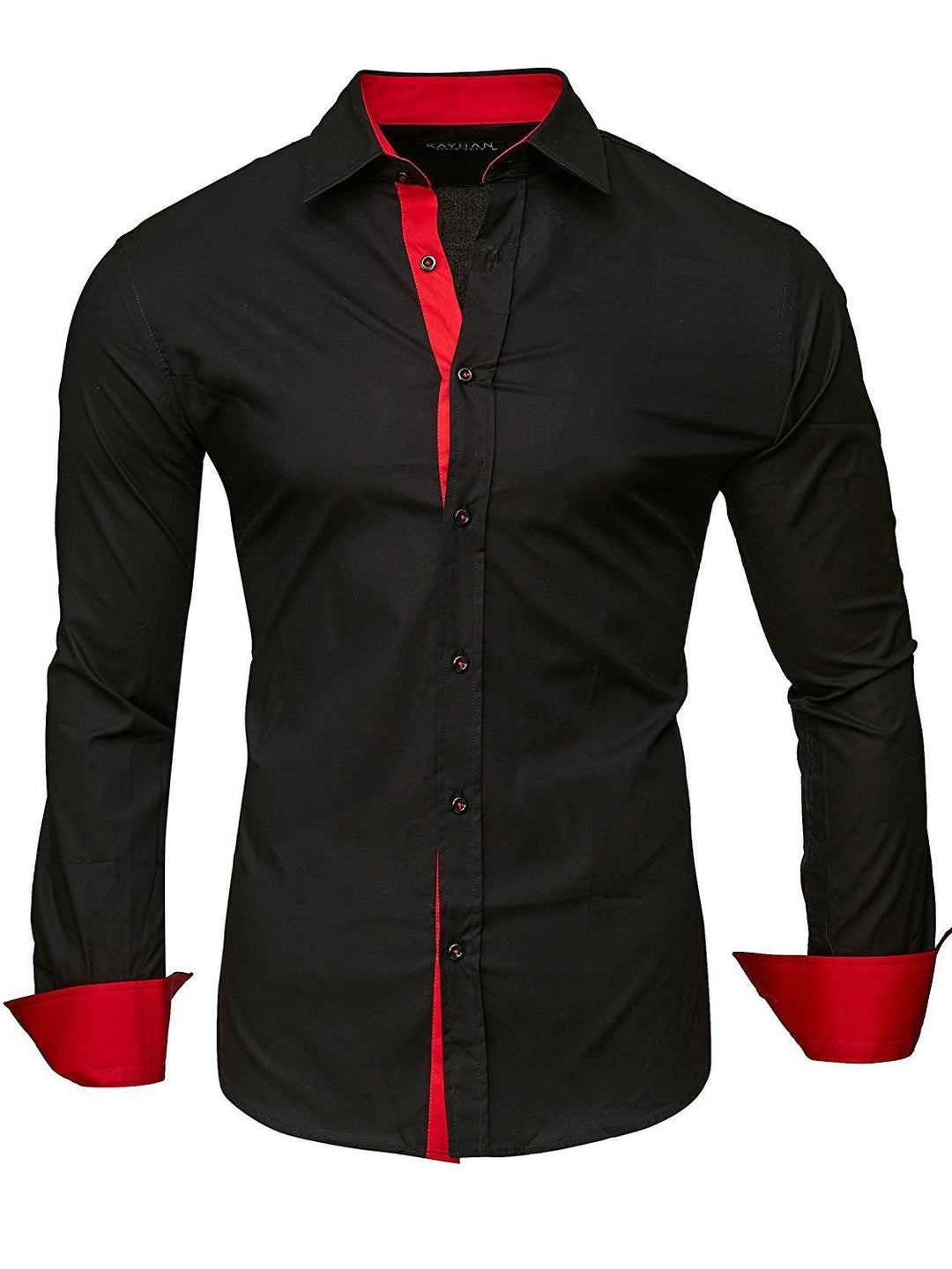 Men's long-sleeve shirt with elegant contrast finishing and modern slim-fit cut Lisslune
