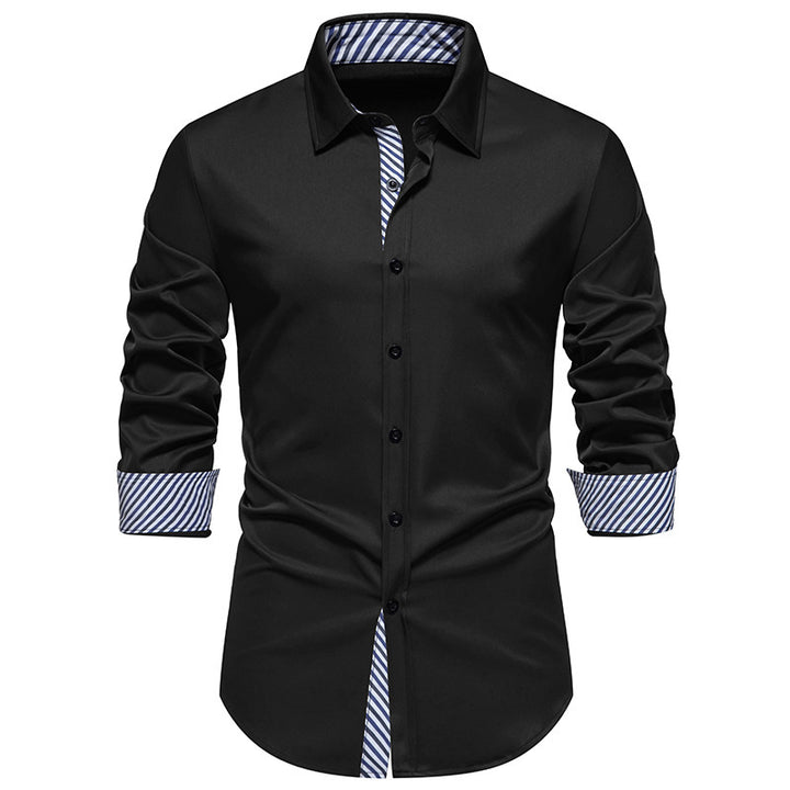 Men's Long Sleeve Shirt with Modern Contrast Design Lisslune