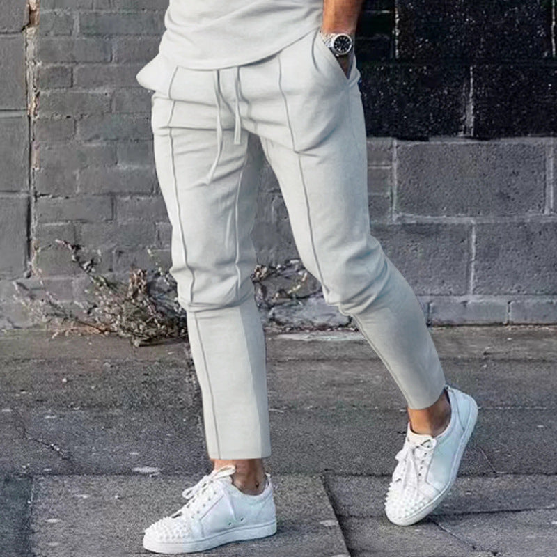 Men's Sporty Casual Pants with Side Pockets and Elastic Waistband Lisslune