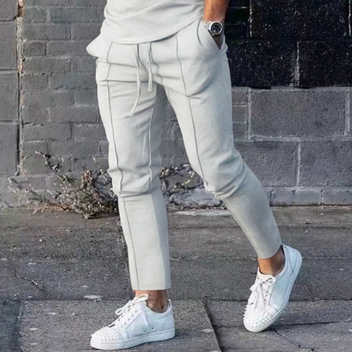 Men's Sporty Casual Pants with Side Pockets and Elastic Waistband Lisslune