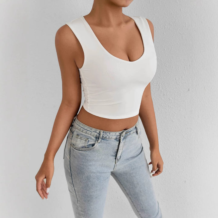 Damen figurbetontes Crop-Top mit tiefem V-Ausschnitt Lisslune