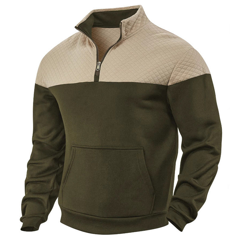 Men's quilted pullover with stand-up collar and zipper Lisslune