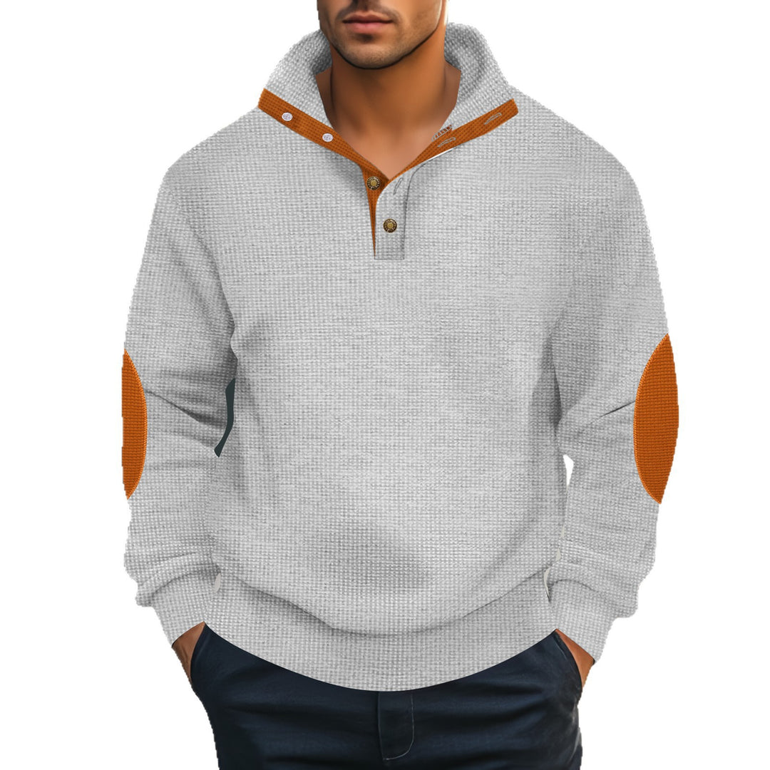 Men's Henley sweater with textured design and contrast accents Lisslune