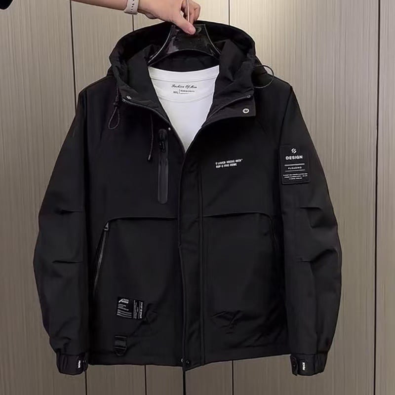 Men's Multifunctional Outdoor Jacket with Insulating Hood and Practical Zipper Lisslune