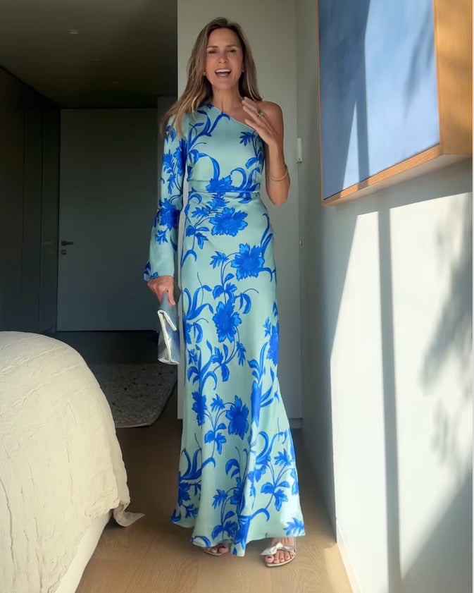 Women's sheath dress with asymmetrical cut and floral details Lune London