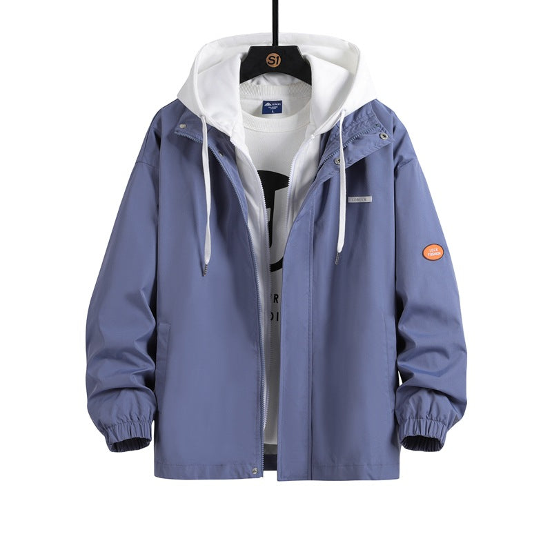 Men's Lightweight Windbreaker with Adjustable Hood Collar Lisslune