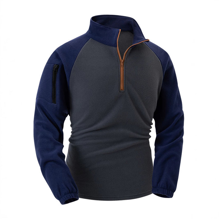 Men's fleece pullover with half zipper and functional pockets Lisslune