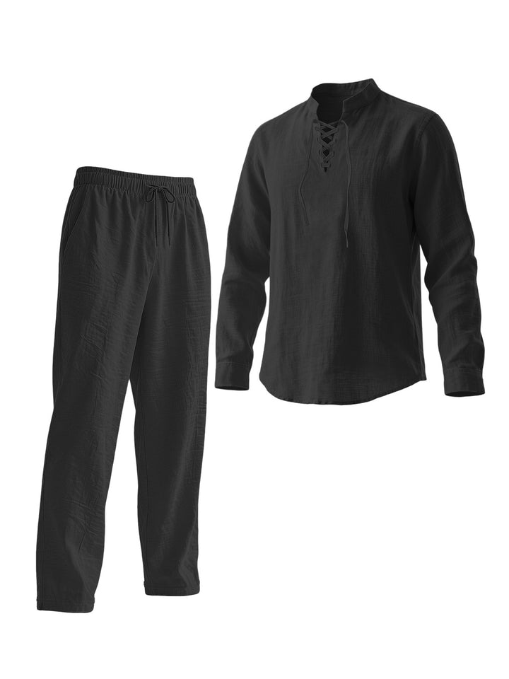Men's Elegant Leisure Set with Breathable Top and Comfortable Pants Lisslune