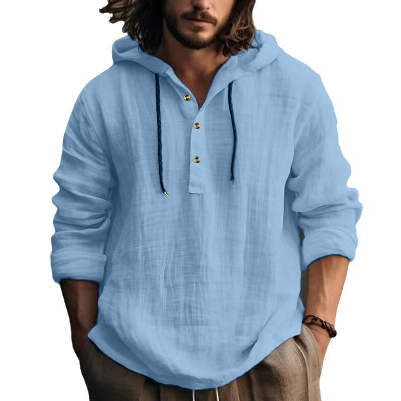 Men's casual hoodie with button placket and comfortable fit Lisslune