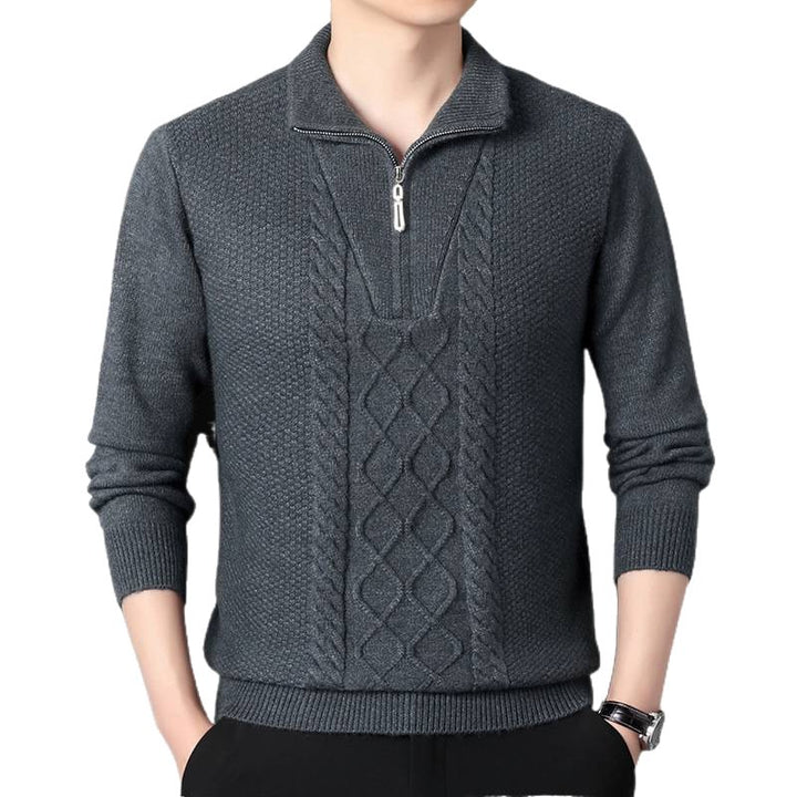 Men's knit sweater with high collar and zipper Lisslune