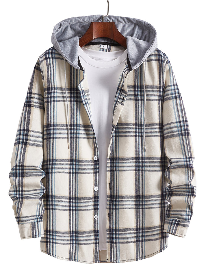 Men's transitional blouse with hood and checkered design Lisslune
