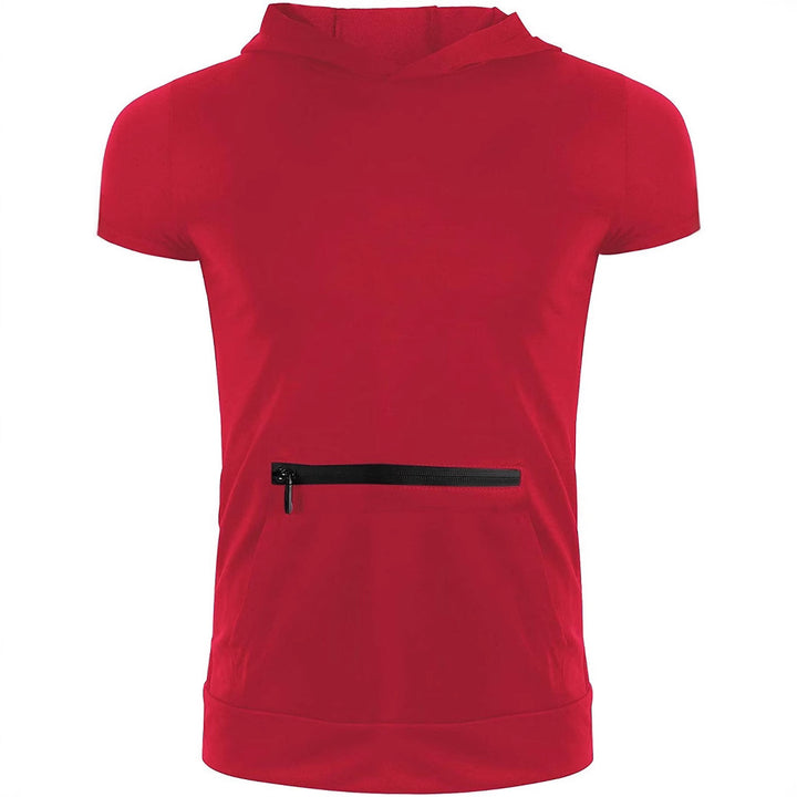 Men's Short Sleeve Hoodie with Practical Zipper Lisslune