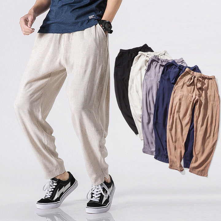 Men's casual harem pants made of breathable linen material Lisslune