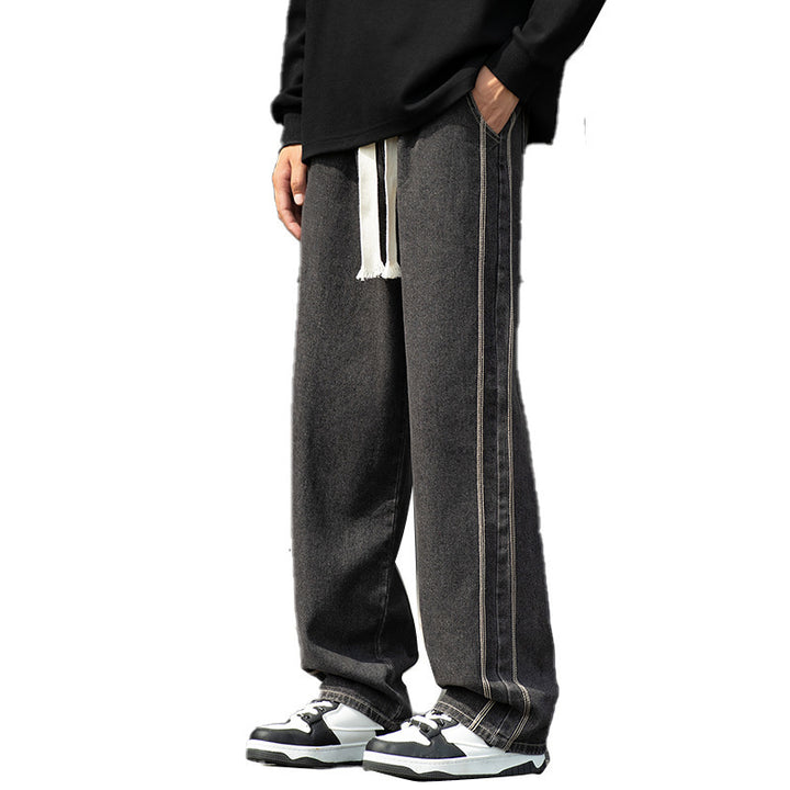 Men's wide jeans pants with contrasting seams Lisslune