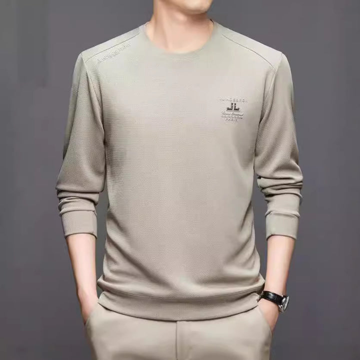 Men's Athletic Long Sleeve Sweater with Textured Design Lisslune