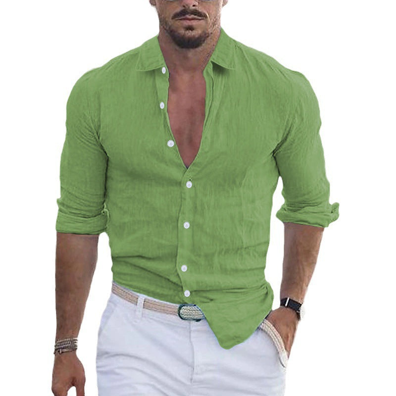 Men's casual linen shirt with button-free front and elegant details Lisslune