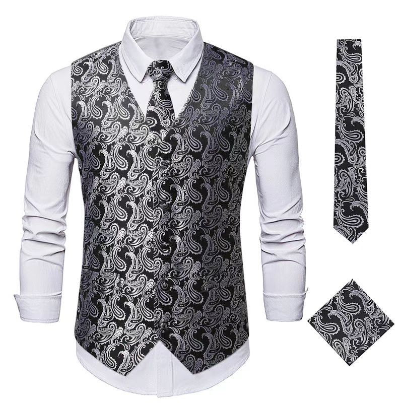 Men's elegant waistcoat with floral pattern Lisslune