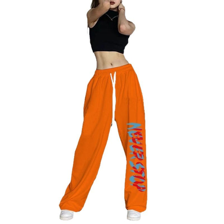 Women’s leisure pants with elastic waistband and creative print Lisslune