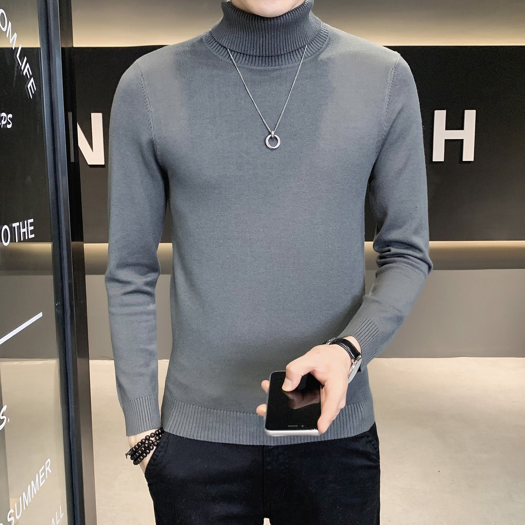 Men's sweater with high collar made of soft knitted fabric Lisslune