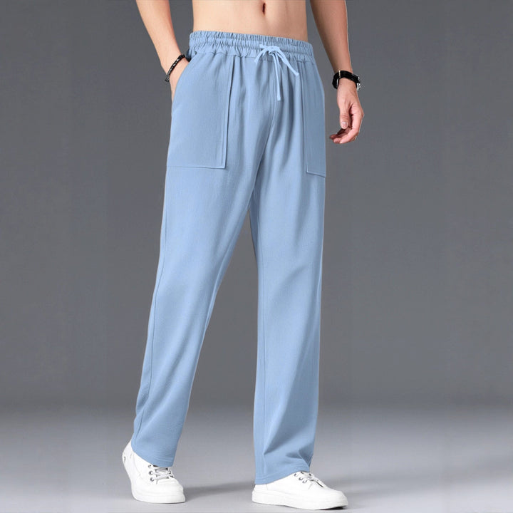 Men's Comfortable Leisure Pants with Elastic Waistband and Side Pockets Lisslune