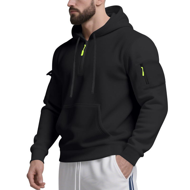 Men's sports hoodie with practical zipper and side pockets Lisslune