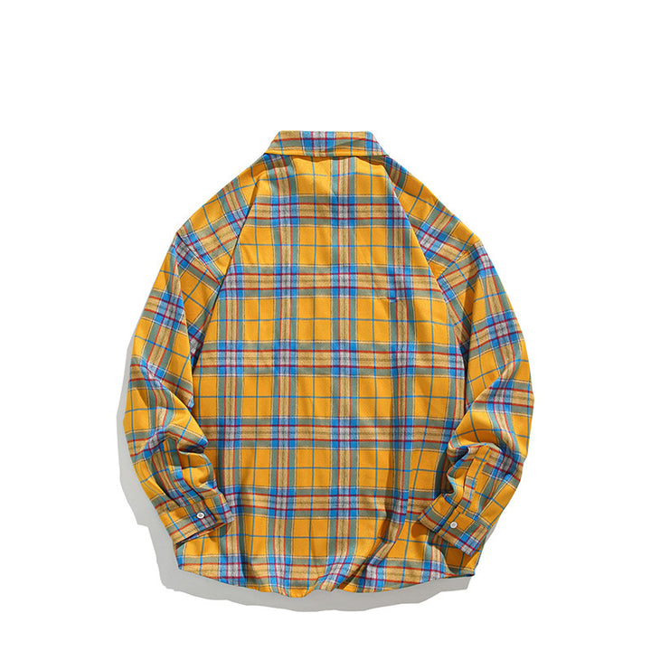 Men's checkered casual shirt with open collar and chest pocket Lisslune