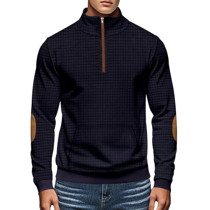 Men's sporty sweater with half zipper and structured surface Lisslune