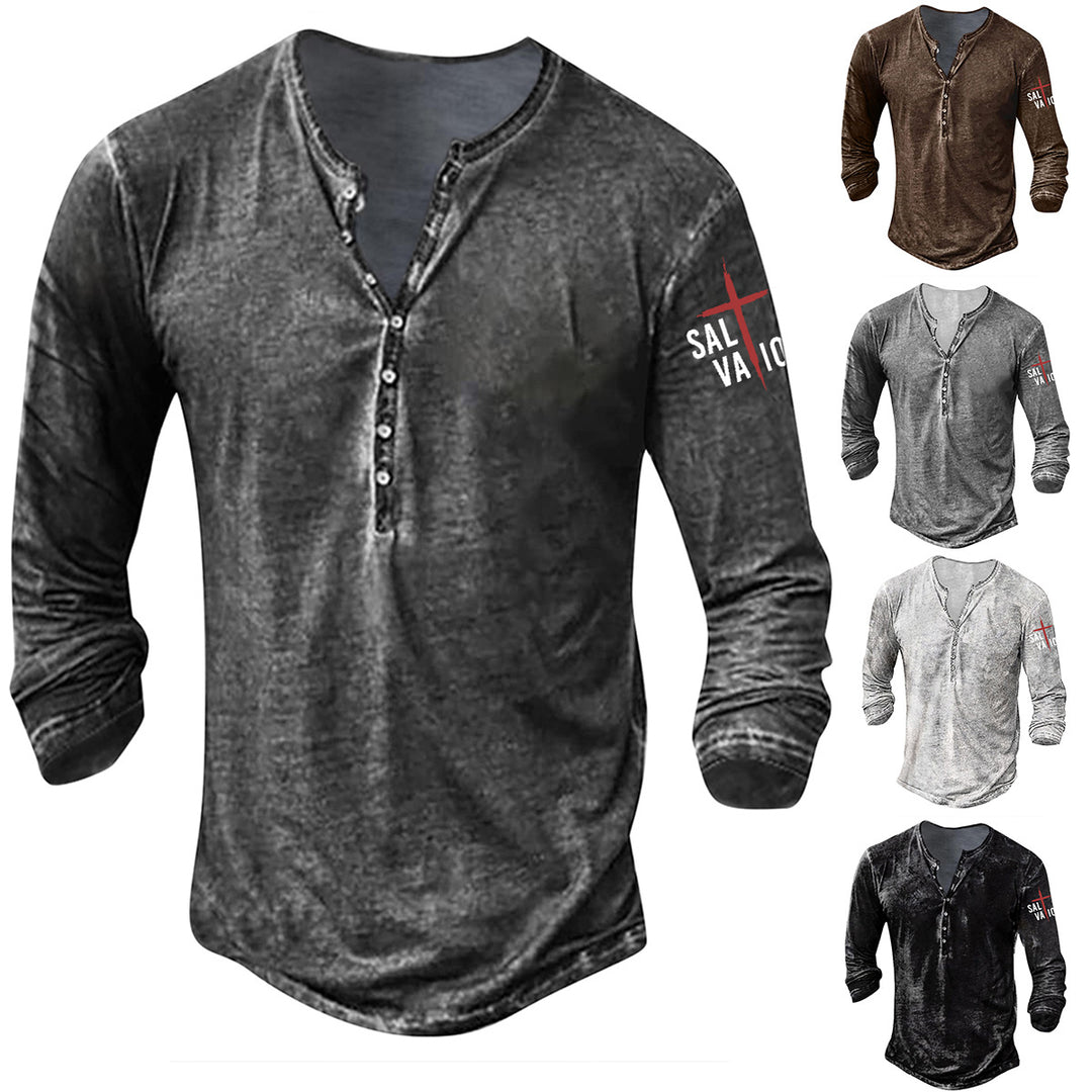 Men's casual long-sleeve shirt with button placket Lisslune