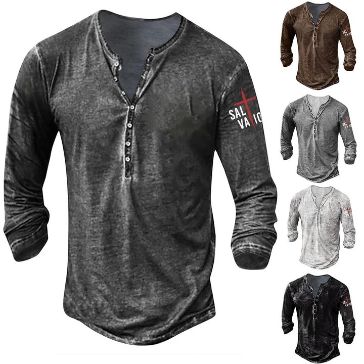Men's casual long-sleeve shirt with button placket Lisslune