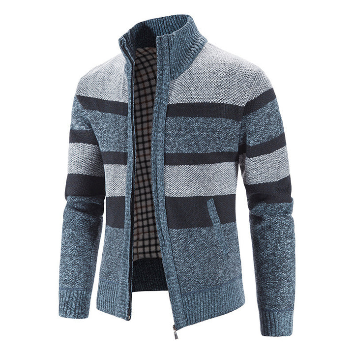Men's fashionable cardigan with stand-up collar and zipper Lisslune