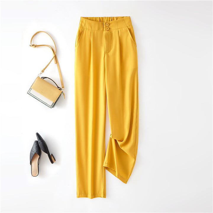 Women Elegant Chino Pants with High Waist and Side Pockets Lisslune
