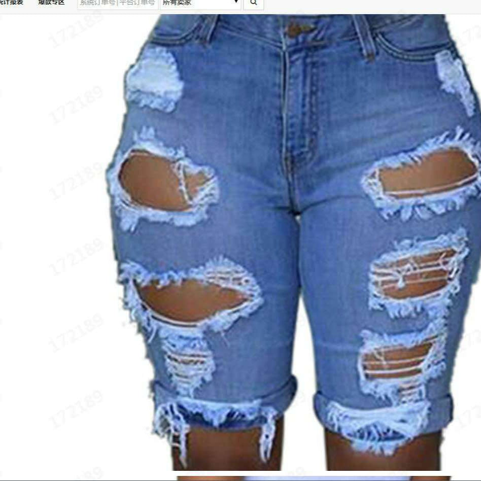 Women's destroyed denim pants with a casual cut and trendy ripped details Lisslune