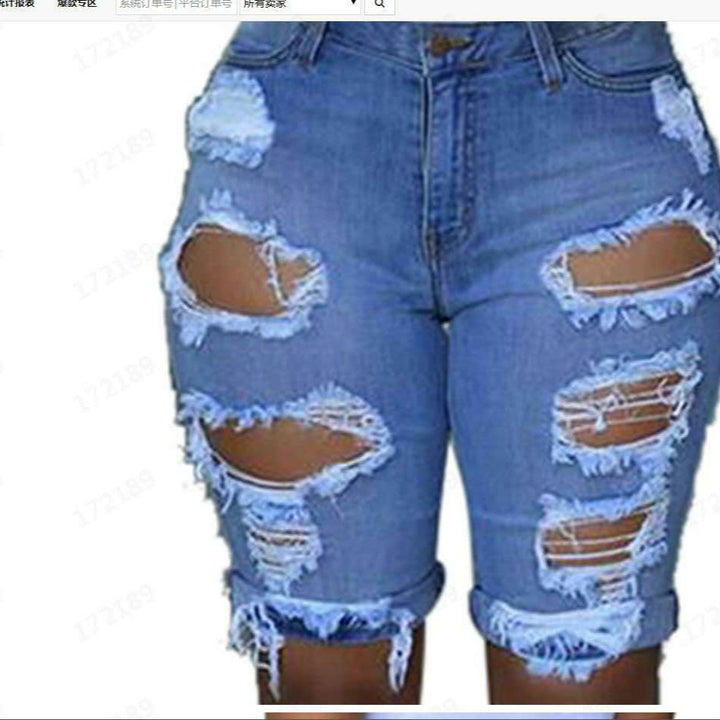 Women's destroyed denim pants with a casual cut and trendy ripped details Lisslune
