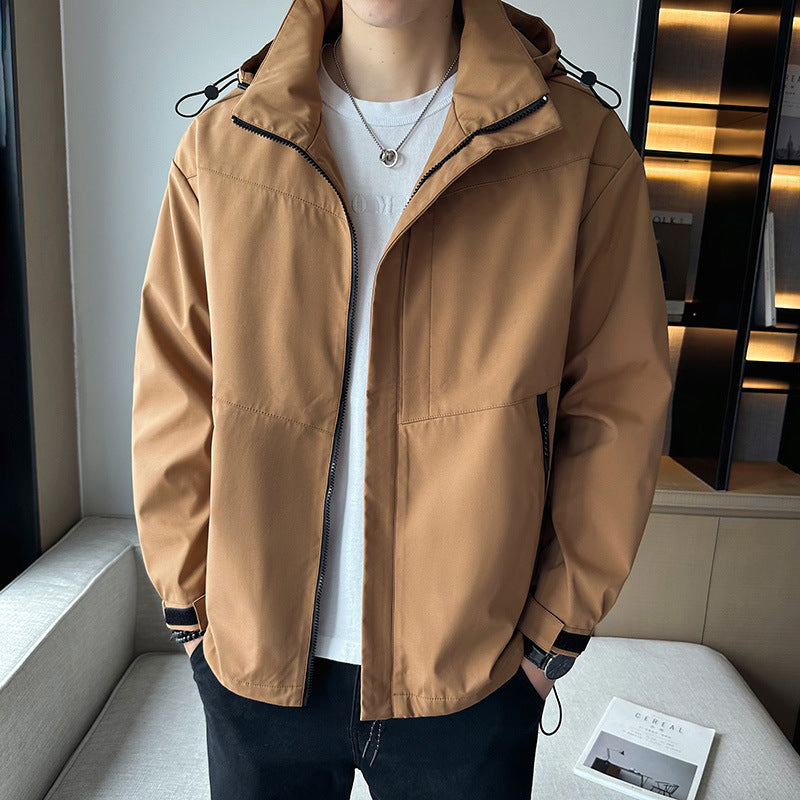 Men's Waterproof Transitional Jacket with Adjustable Hood and Multiple Pockets Lisslune